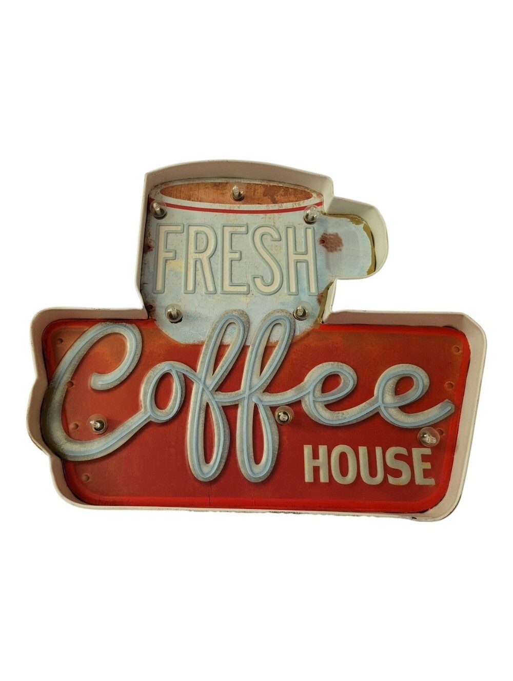 CozyCafe Coffee Shop Embossed Metal Sign with LED Lights, Vintage Decor for Cafe - Picture 5 of 9